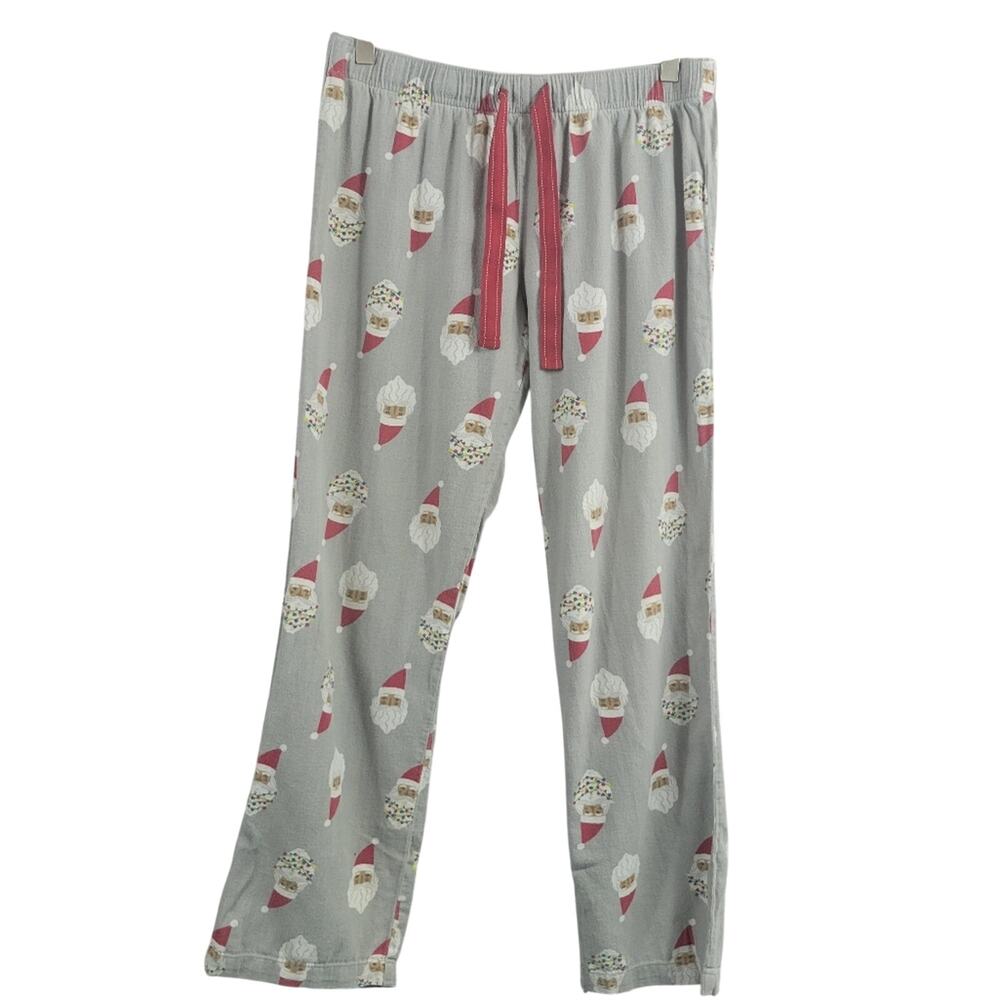 Old Navy Pajama Pants Santa Print Christmas Holiday Cotton Flannel Gray Small